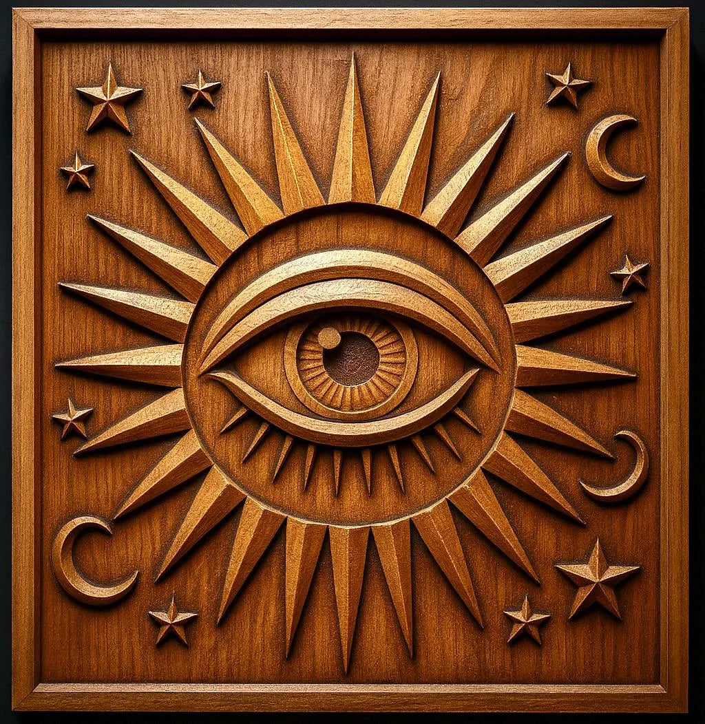 All Seeing Eye Sun Relief STL File | Mystical CNC Wall Art