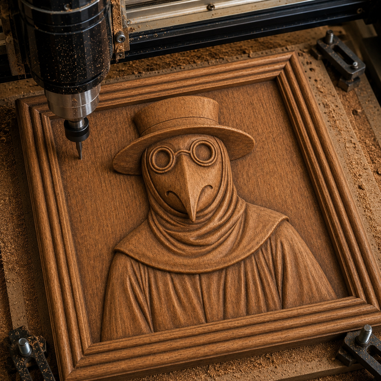 Plague Doctor Relief STL File | Gothic CNC Wall Art