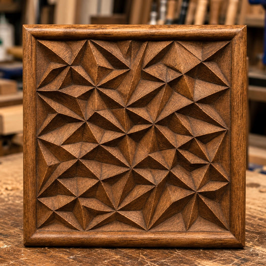 Geometric Pyramid Pattern Relief STL File | Geometric CNC Wall Art