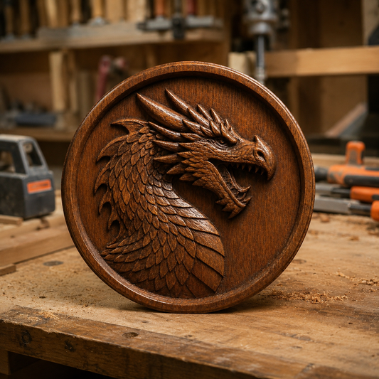 Dragon Medallion CNC Relief STL File | Fantasy CNC Wall Art