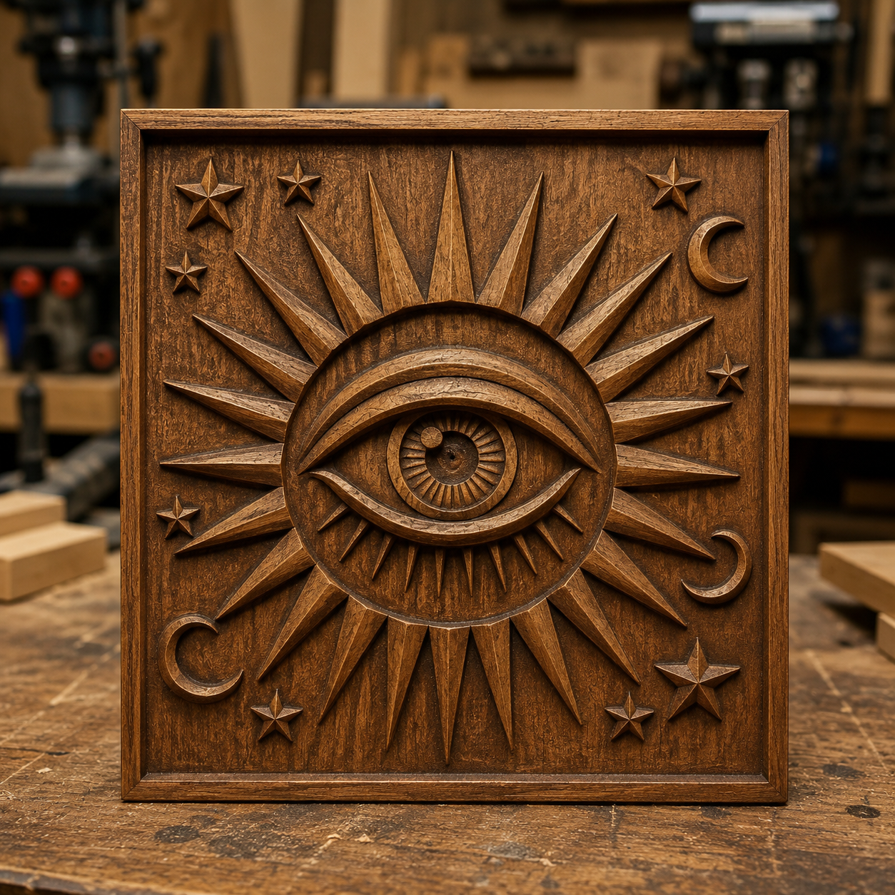 All Seeing Eye Sun Relief STL File | Mystical CNC Wall Art