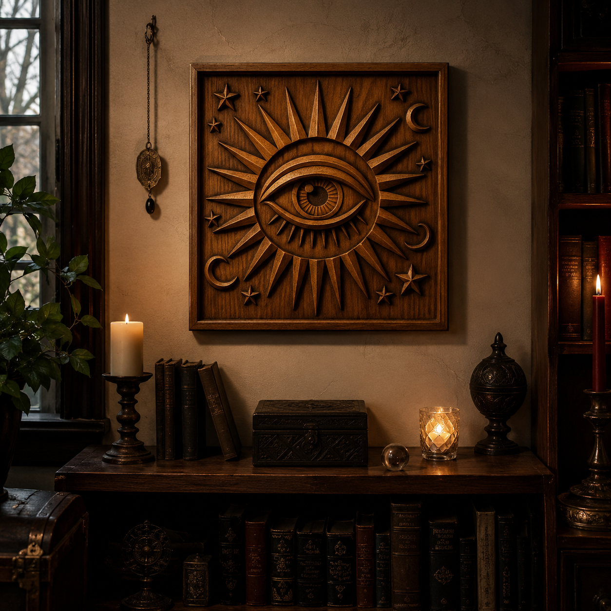 All Seeing Eye Sun Relief STL File | Mystical CNC Wall Art