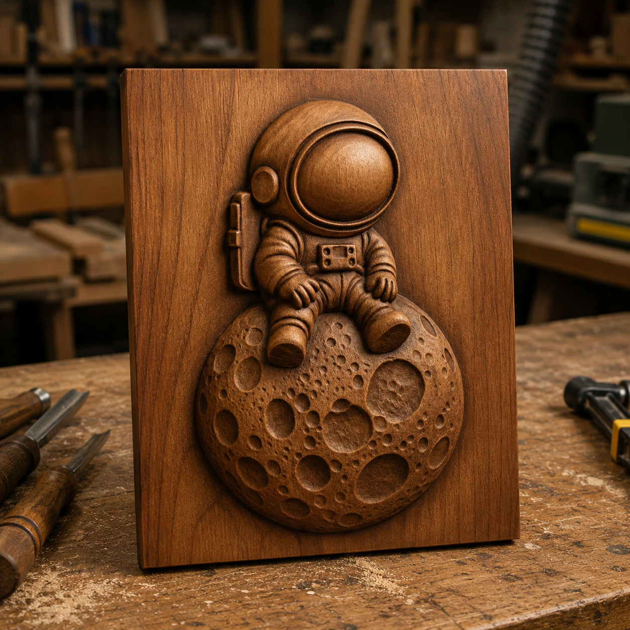 The Astronaut on the Moon Relief STL File by Form Arcade is perfect for space-themed CNC wall art—ideal inspiration for your next woodworking project.