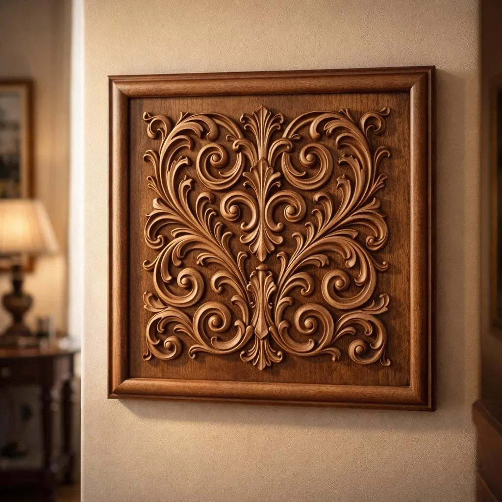 The Baroque Scroll Pattern Relief STL File by Form Arcade is an ornamental CNC wall art design, featuring intricate floral and scroll carvings—ideal for adding classic elegance to your decor.