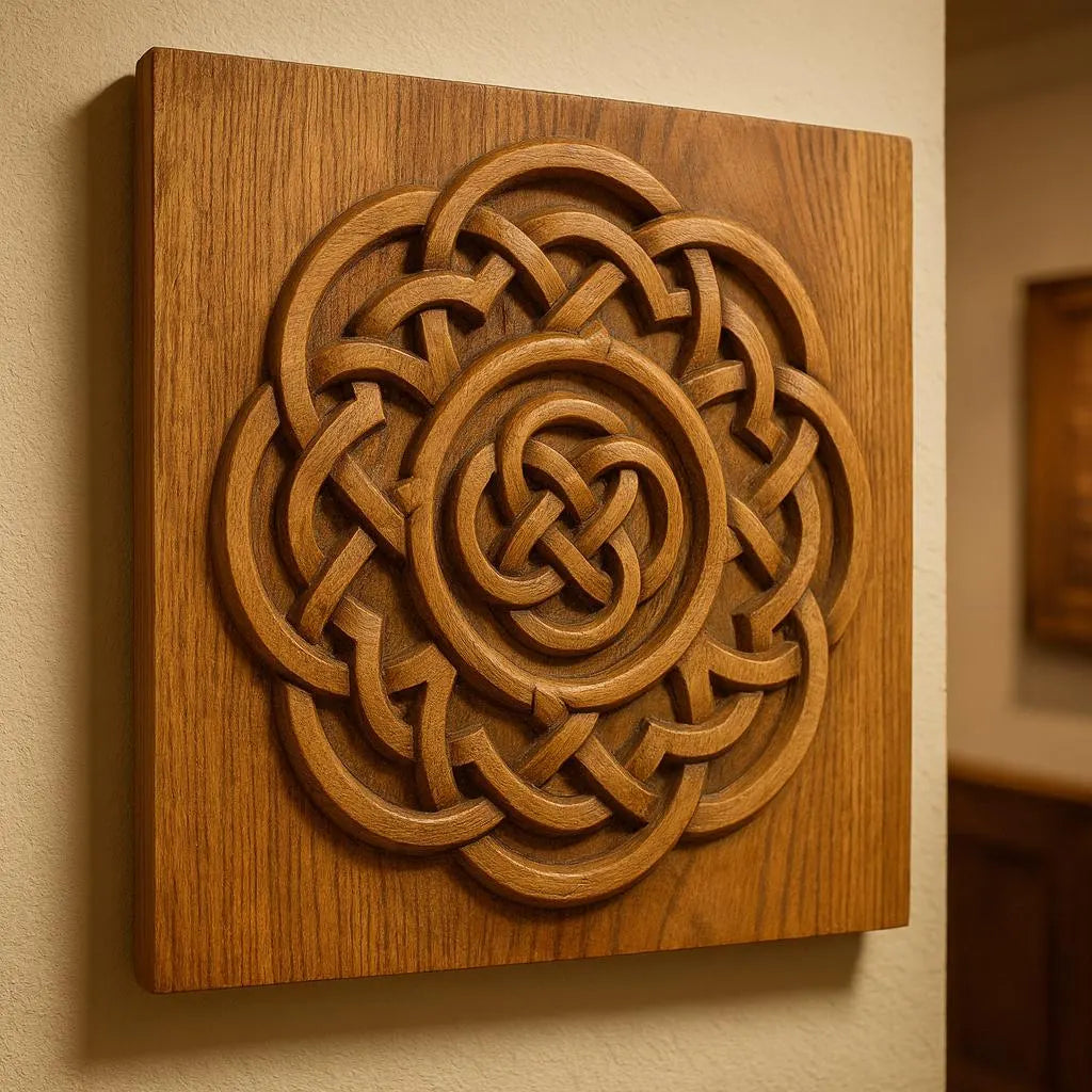 The Celtic Knot Pattern Panel Relief STL File by Form Arcade is a CNC wall art design, ideal for woodworking projects and indoor decor with its intricate detailing.
