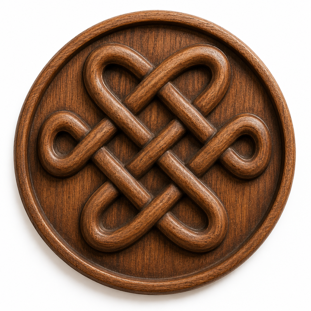 The Celtic Knot Medallion Relief STL File by Form Arcade is a CNC wall art design featuring an intricately carved Celtic knot, symbolizing continuity and interconnectedness, ideal for creating striking round wooden plaques.