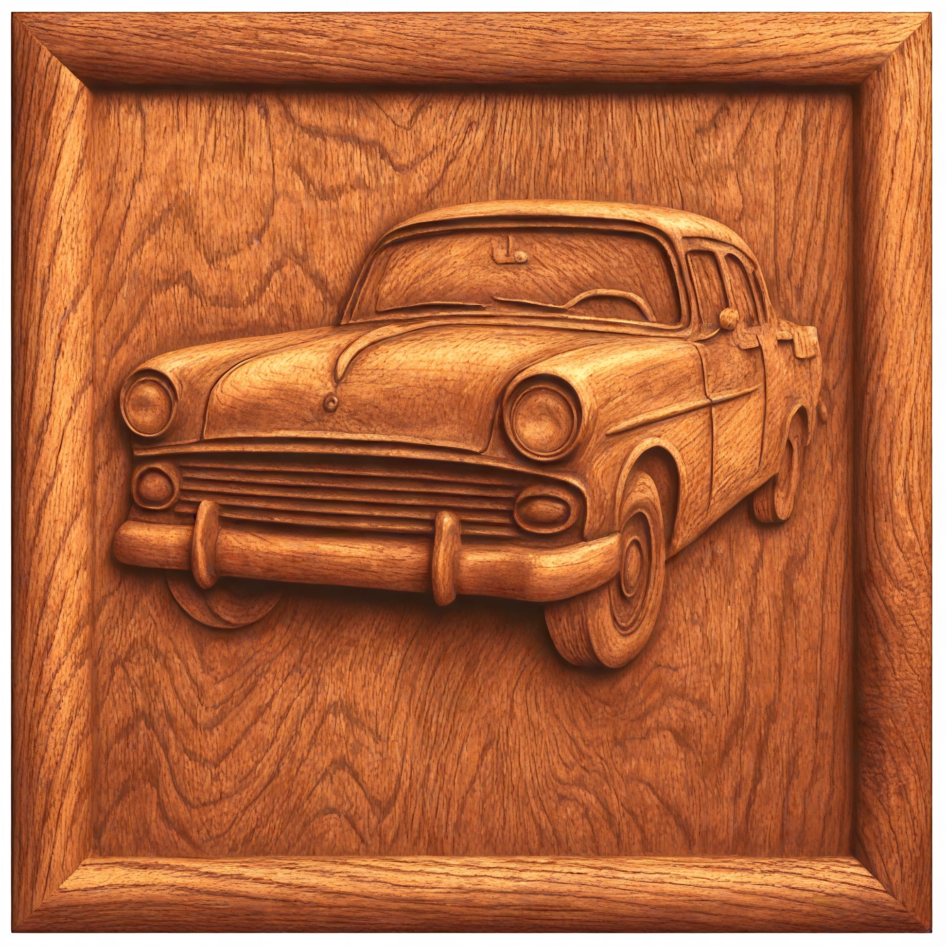 The Form Arcade Classic Car Collection 8-Pack STL Bundle features CNC relief carvings of vintage cars with detailed headlights, grills, and wheels—ideal for classic car fans and perfect for your next CNC project.