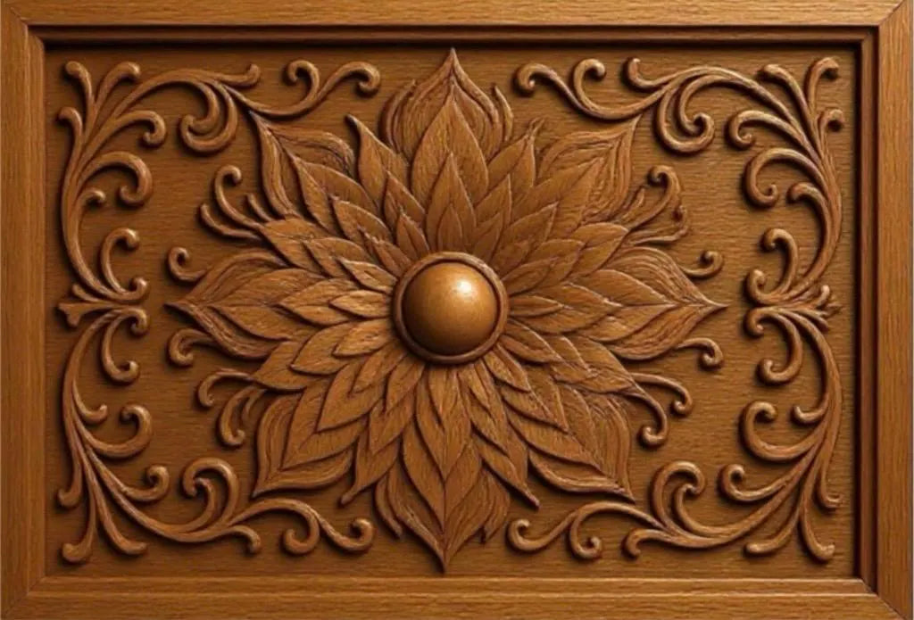 The Form Arcade Decorative Ornament 5-Pack CNC STL Bundle features detailed floral and vine designs, perfect for CNC wall art or woodworking projects.