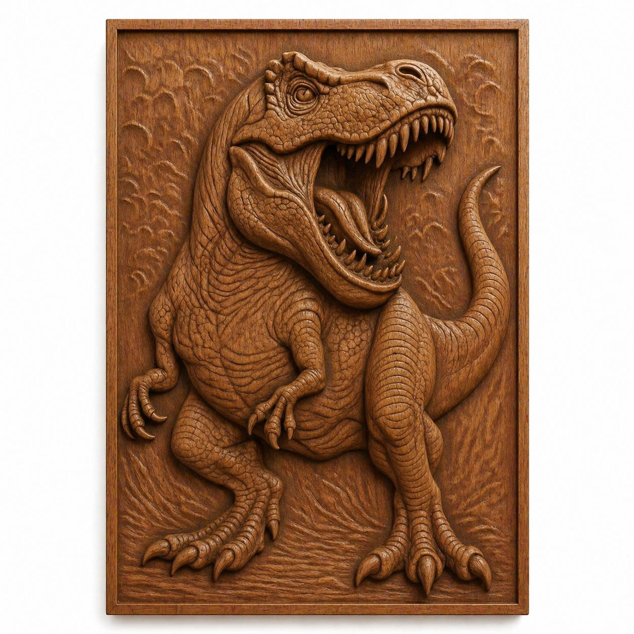 Bring prehistoric flair to your space with the Dinosaur 5-Pack Relief Collection STL Bundle by Form Arcade—detailed wooden relief designs perfect for CNC wall art and woodworking projects, available as ready-to-use STL files.