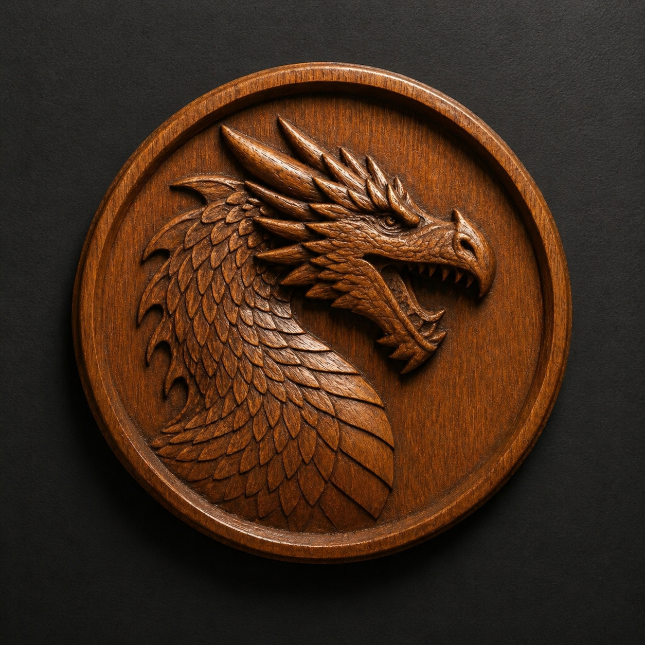 The Dragon Medallion CNC Relief STL File by Form Arcade features a detailed, carved dragon head in profile—ideal for fantasy CNC wall art or use as a bas relief file in your next project.