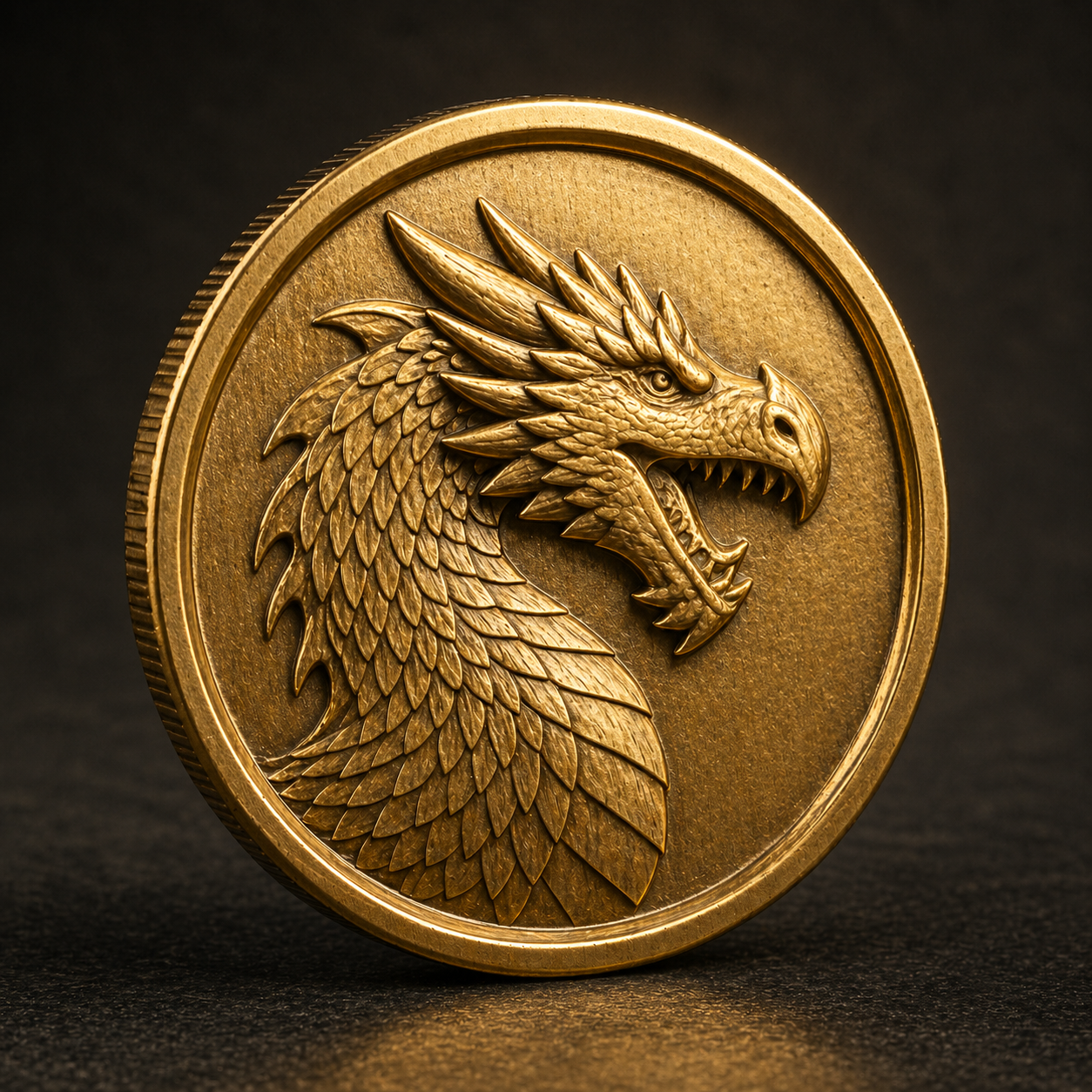 The Dragon Medallion CNC Relief STL File by Form Arcade showcases an embossed dragon head in profile, perfect for fantasy CNC wall art or as a unique bas relief STL design for your creative projects.