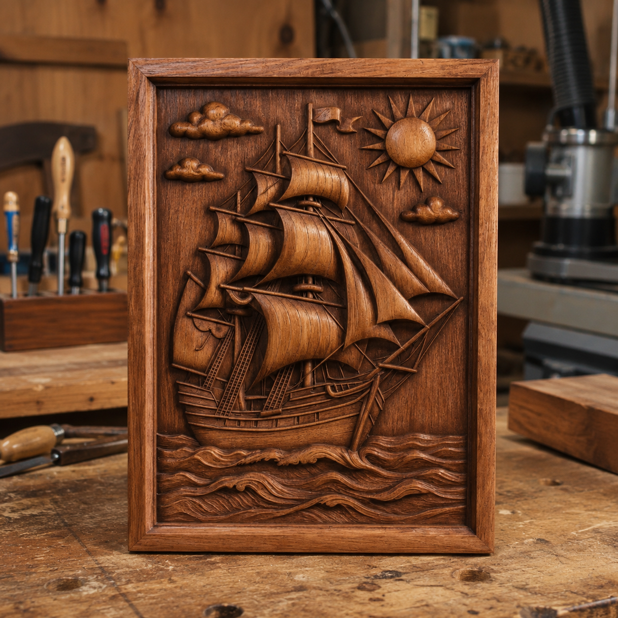Sailing Ship CNC Relief STL File | Nautical CNC Wall Art