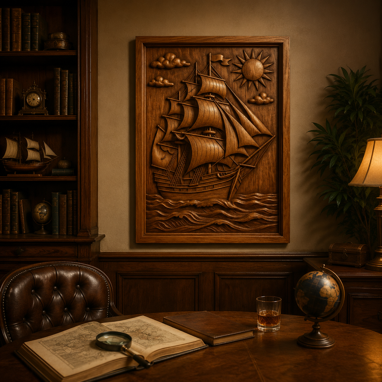 Sailing Ship CNC Relief STL File | Nautical CNC Wall Art