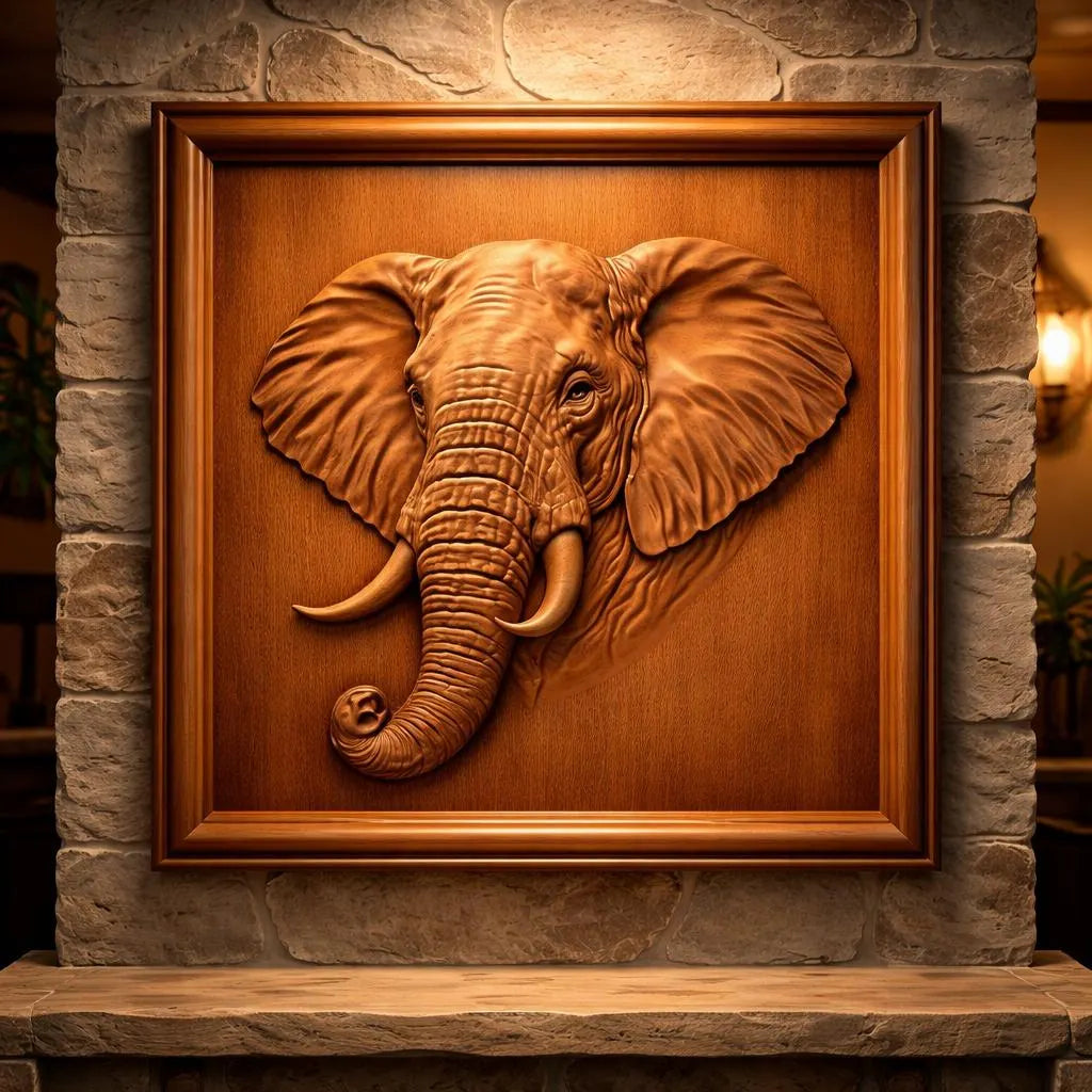 Form Arcade’s Elephant Portrait Relief STL File lets you create striking wildlife CNC wall art. The design features a detailed elephant head, perfect for framing and displaying under warm lighting to add an artistic touch to any space.