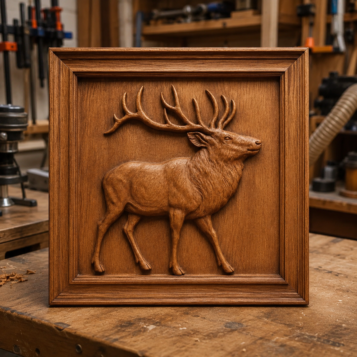 Add a touch of wilderness to your woodworking projects with the "Elk Stag CNC Relief STL File | Wildlife CNC Wall Art" from Form Arcade—a detailed elk stag relief design, perfect for display on a workbench or as stunning wall décor in any shop.