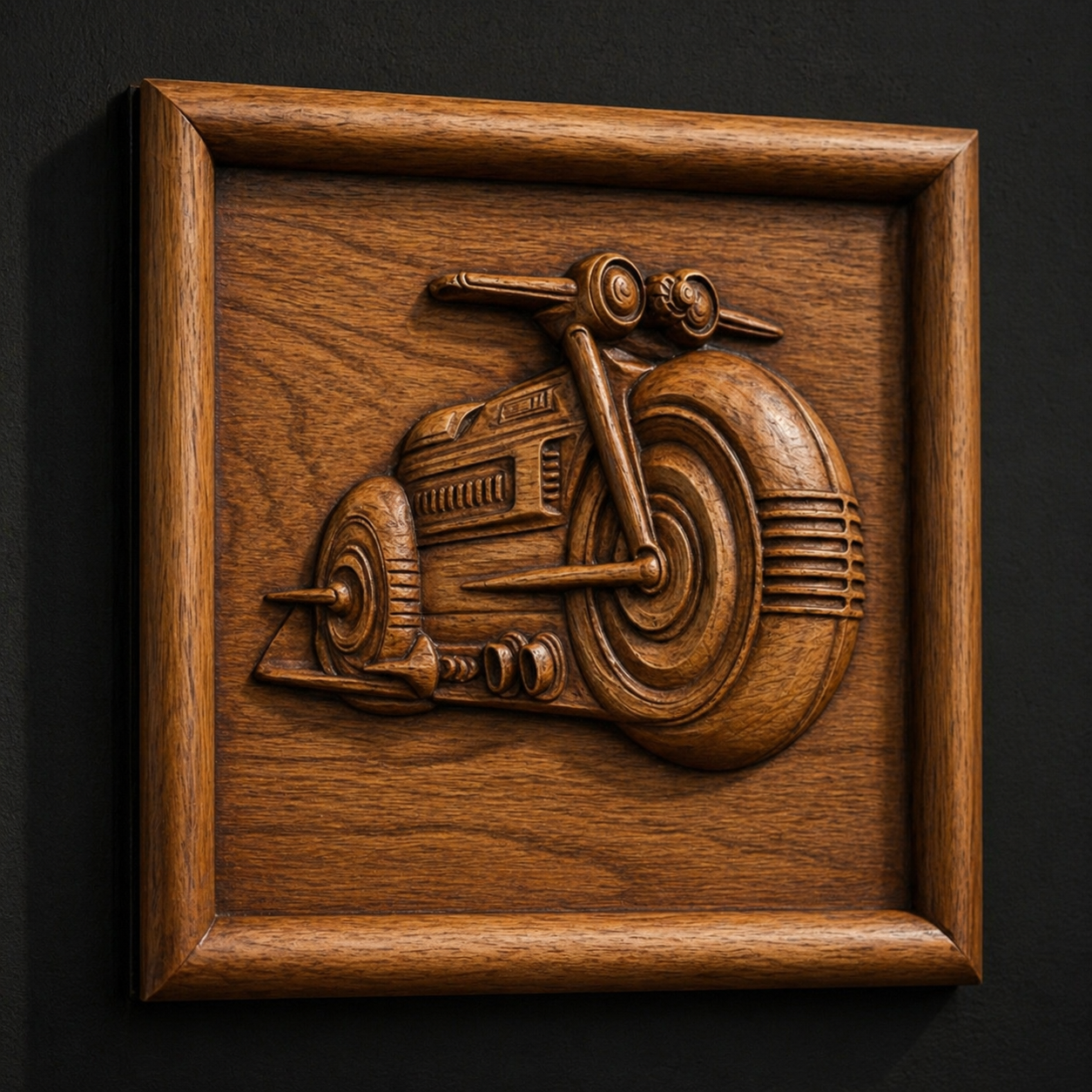 Form Arcade’s "Futuristic Motorcycle Relief STL File" is a detailed CNC wall art design. This digital file lets you create a stylish wooden carving of a motorcycle in profile, showcasing intricate craftsmanship for standout decor.