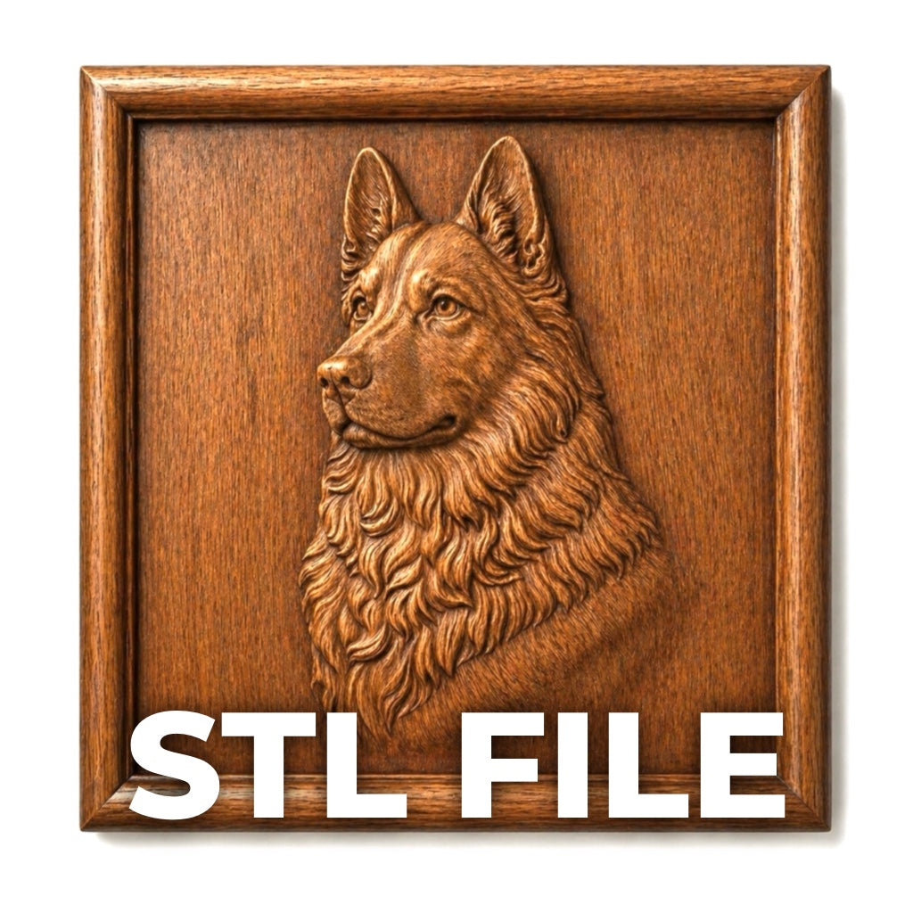 The Form Arcade German Shepherd Portrait Relief STL File is a detailed dog wall art design, ideal for CNC or 3D printing projects. This digital file perfectly captures a realistic German Shepherd head and neck in intricate relief.