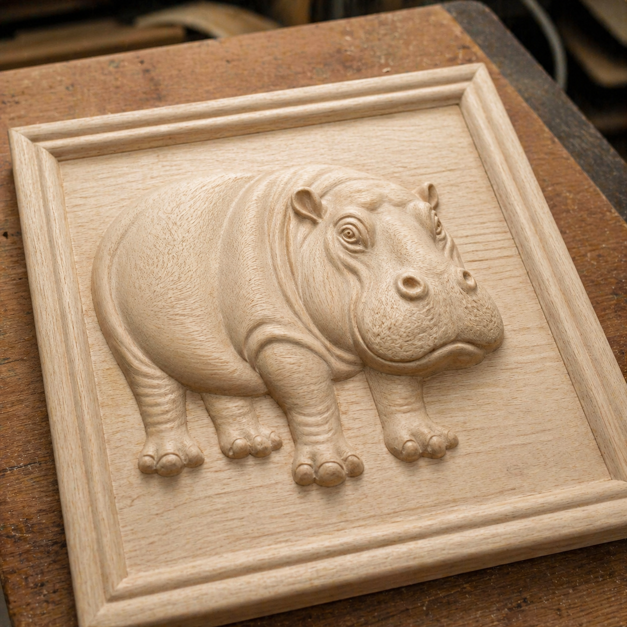 The Hippopotamus Relief STL File by Form Arcade features a lifelike hippo CNC design for wildlife wall art—ideal for creating detailed, textured decor with your CNC machine.