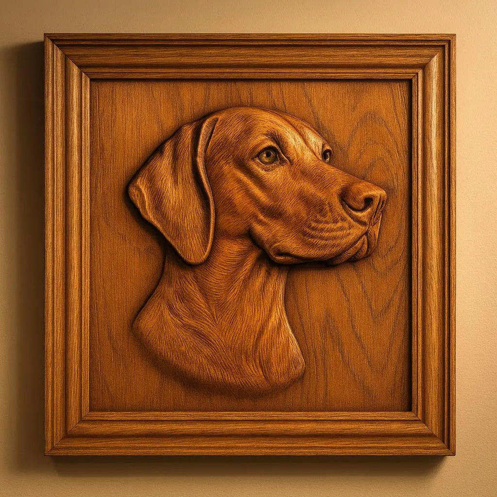 The Labrador Retriever Dog CNC Relief STL File by Form Arcade features a detailed dog head in profile, ideal for wall art and woodworking projects. This digital design captures lifelike fur texture and expression, perfect for any decor.