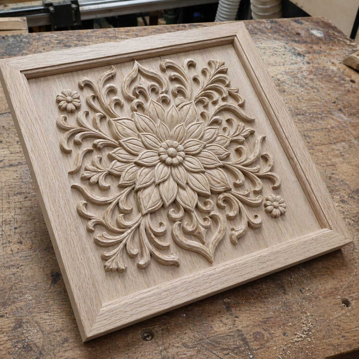 The Mandala Floral Relief STL File by Form Arcade is a decorative mandala CNC wall art design, featuring intricate floral details, ideal for woodworking or 3D printing projects in your shop.