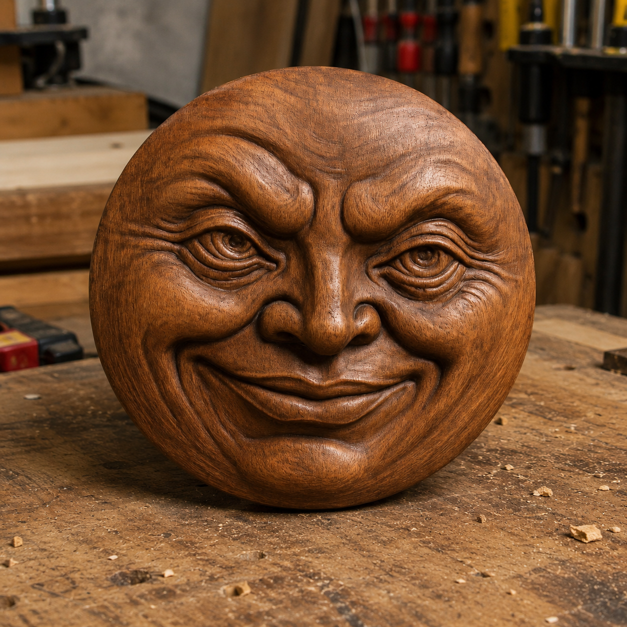 The Moon Stars Face Relief STL File by Form Arcade features a celestial, smiling face design—perfect for CNC wall art or inspiring your next woodworking project.