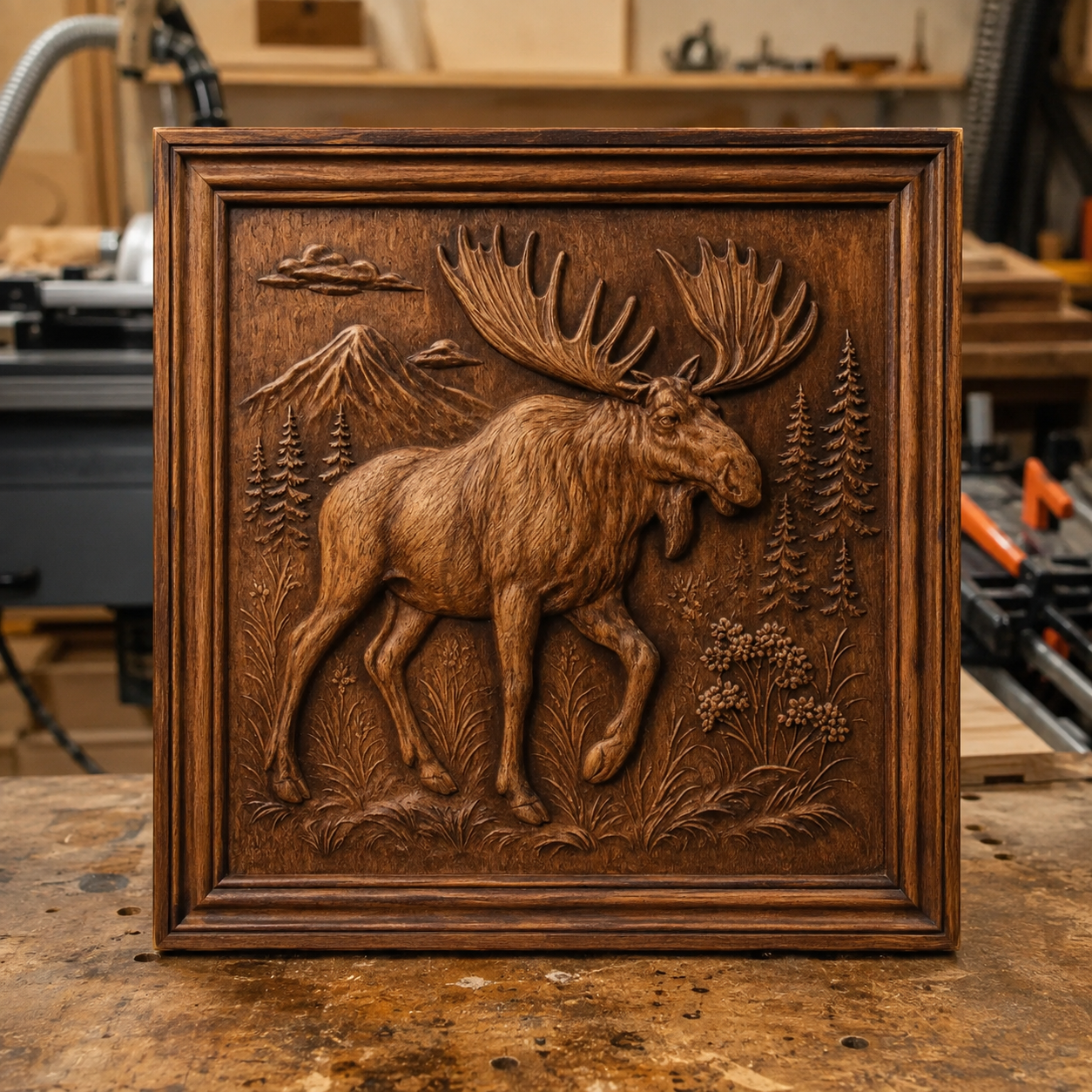 Moose in the Wild CNC Relief STL File | Moose CNC Wall Art