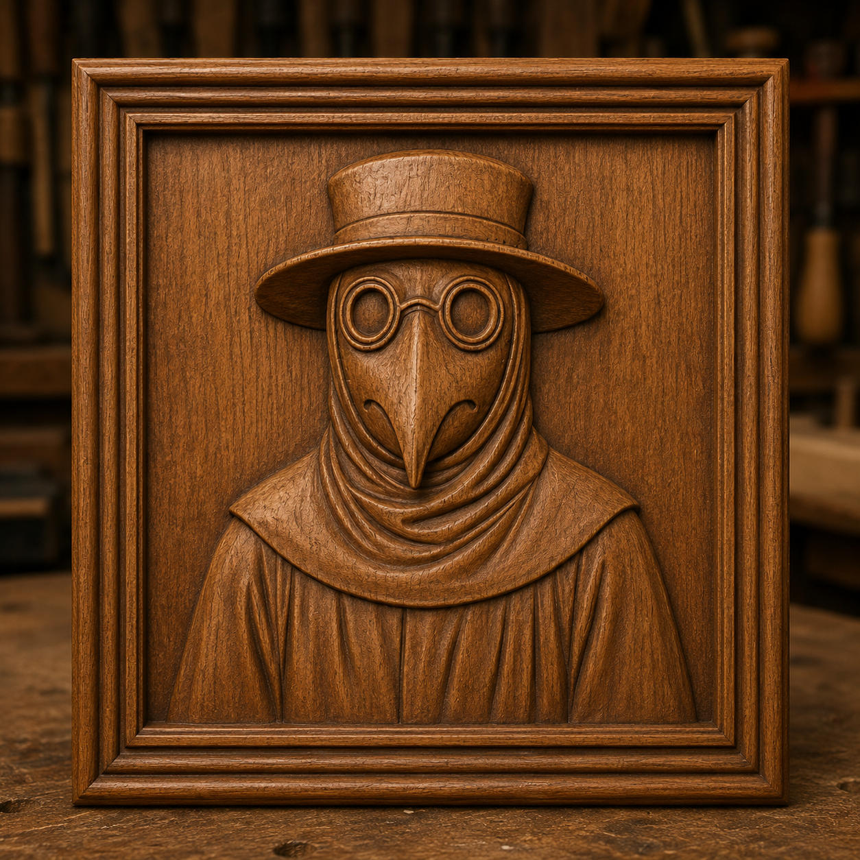 Plague Doctor Relief STL File | Gothic CNC Wall Art