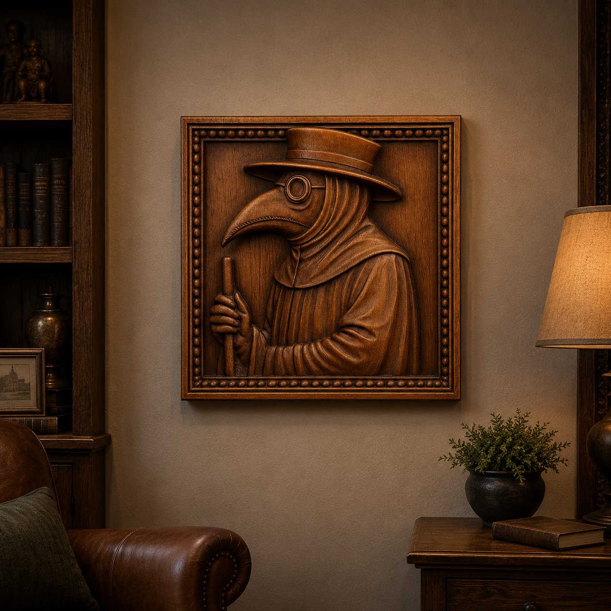 Plague Doctor Portrait Relief STL Pack | Gothic CNC Wall Art