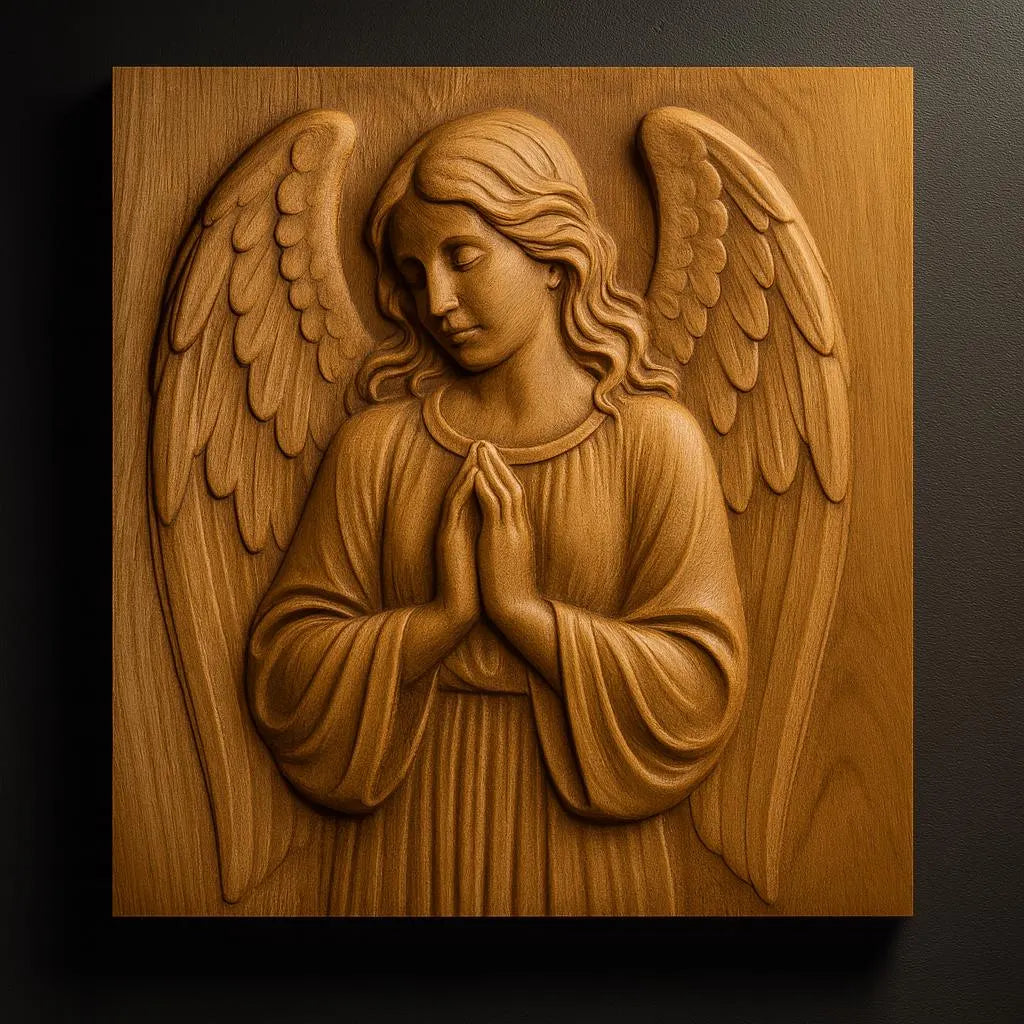 The Praying Angel CNC Relief STL File by Form Arcade features a detailed angel with long hair, wings, and prayerful pose—ideal for religious wall art or 3D printing projects. Perfect to enhance your space with spiritual decor.