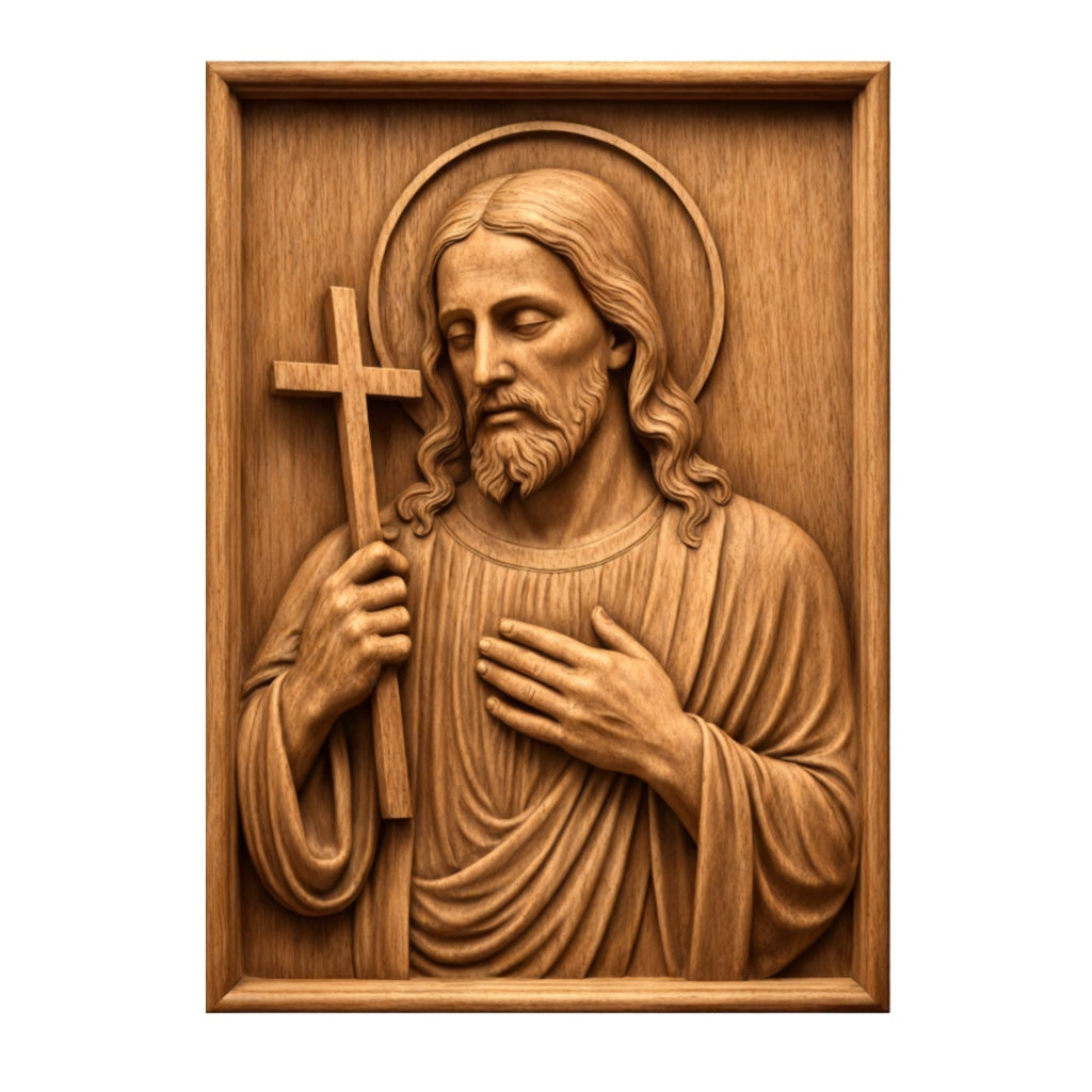 The Inspirational Religious 5-Pack CNC STL Bundle by Form Arcade features Christian wall art designs—ideal for woodworking projects and perfect as detailed CNC STL reliefs of religious figures.