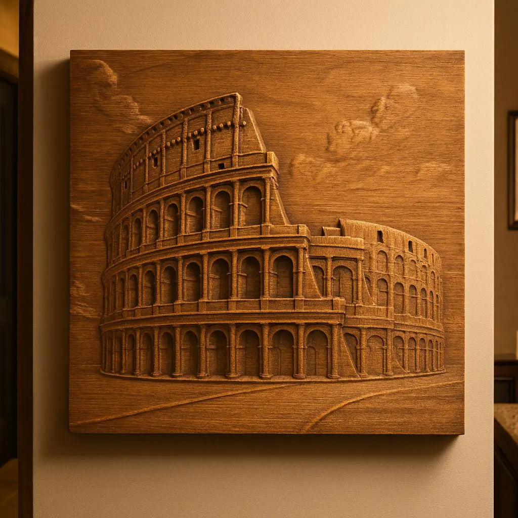 The Roman Colosseum Relief STL File by Form Arcade is a CNC wall art design, featuring detailed arches and the iconic structure—perfect for creating a striking display in your space.