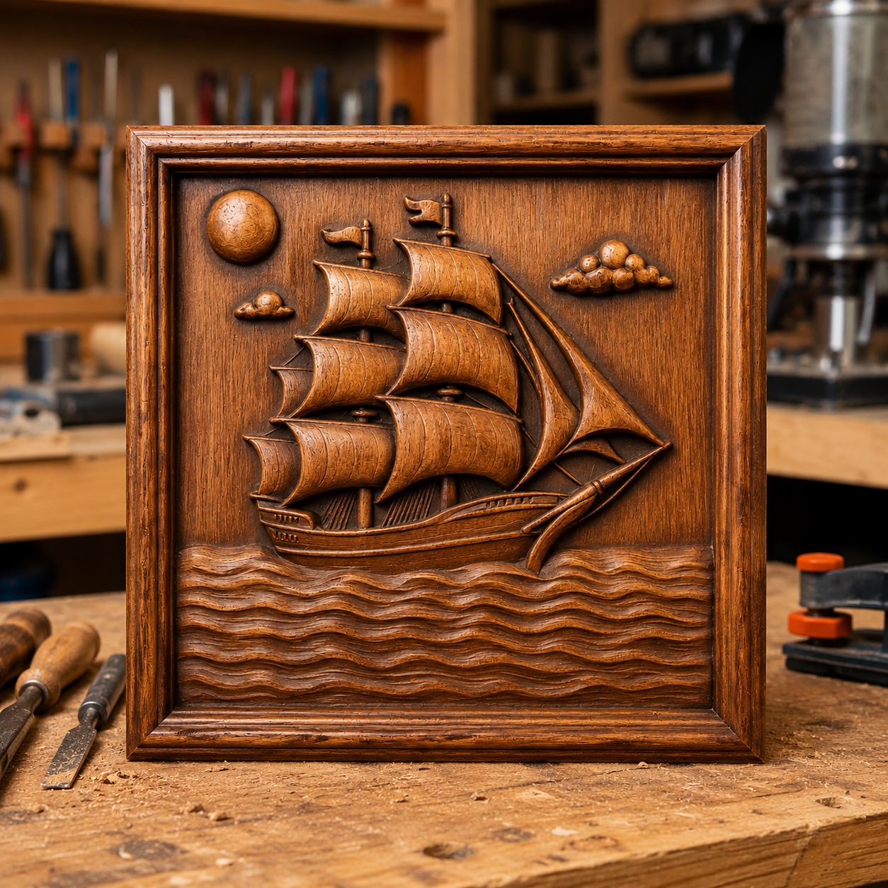 Sailing Ship CNC Relief STL File | Nautical CNC Wall Art