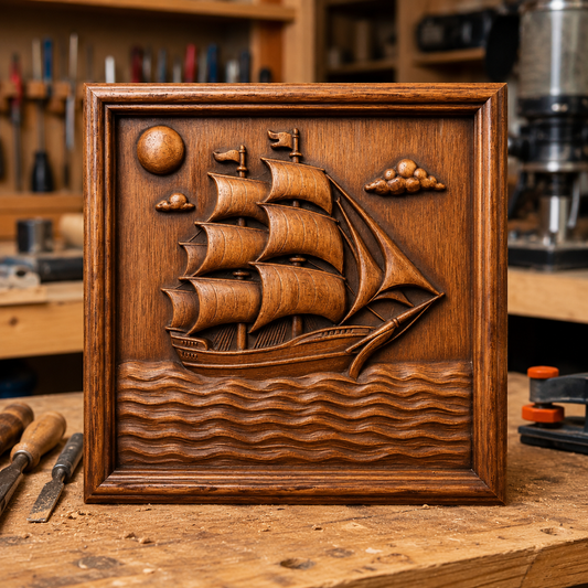 Sailing Ship CNC Relief STL File | Nautical CNC Wall Art