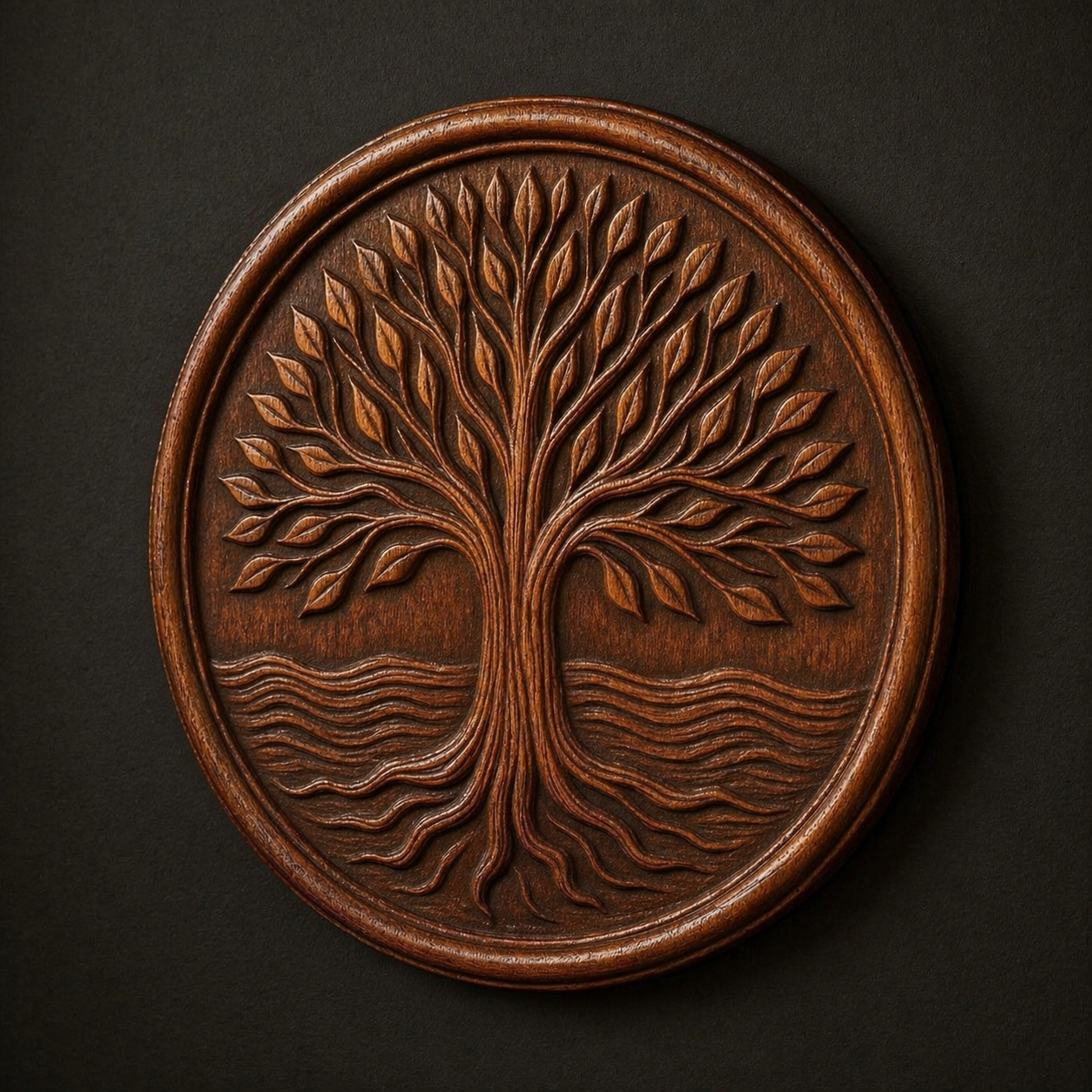 The Tree of Life Relief STL Bundle by Form Arcade features five CNC wall art designs with intricate trees and roots, surrounded by flowing lines—perfect for Tree Medallion projects or wooden plaques.