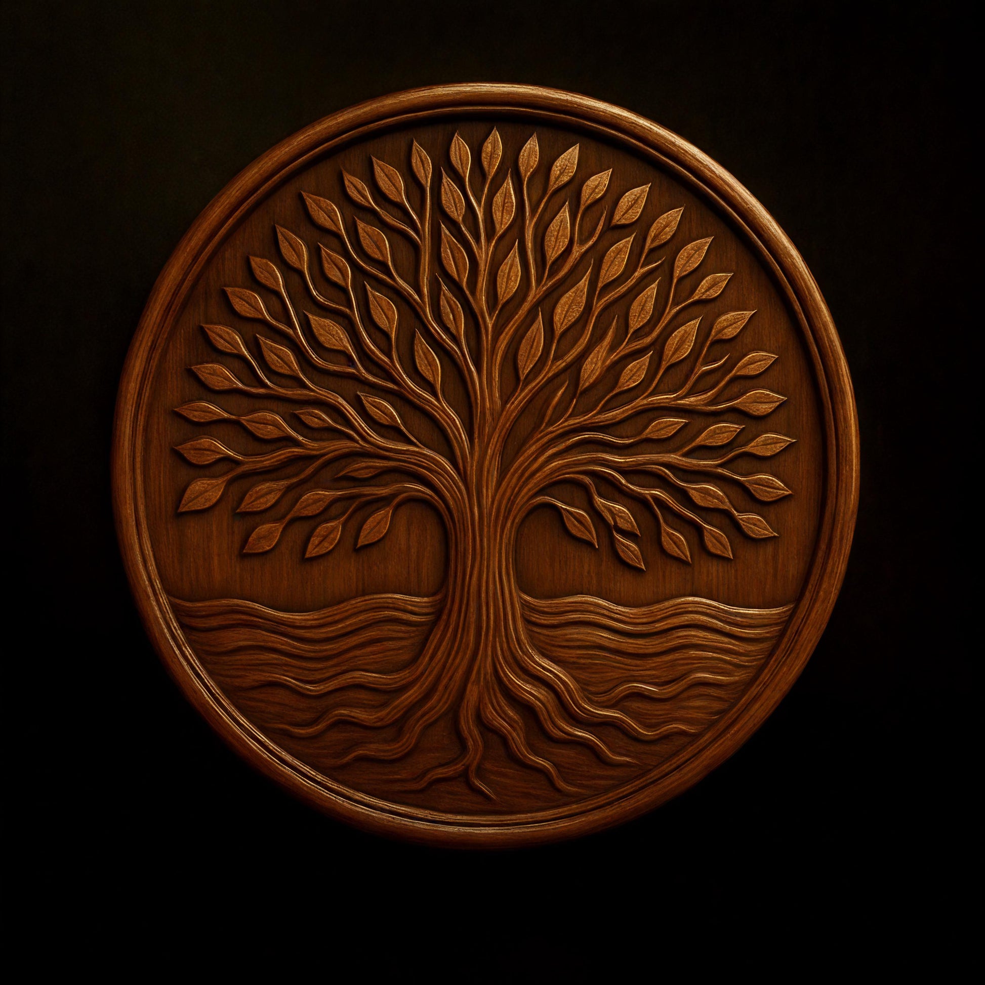 The Tree of Life Medallion CNC Relief STL File by Form Arcade features a stylized Tree of Life with detailed leaves and roots, perfect for woodworking or creating unique tree CNC wall art.