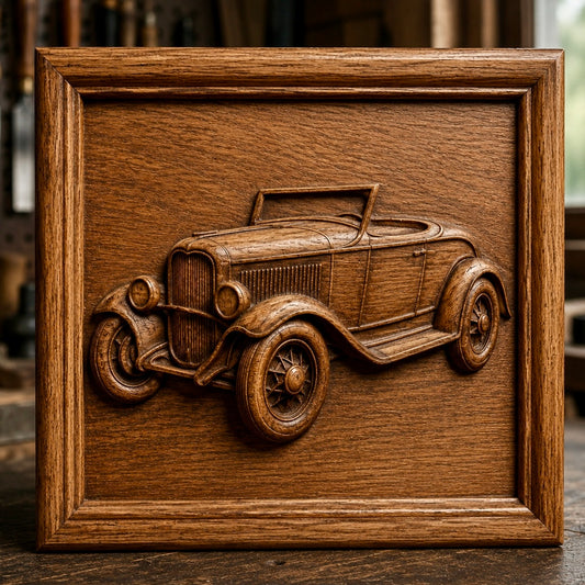 The “Vintage Roadster Car Relief STL File | CNC Wall Art” by Form Arcade is a striking woodworking design, featuring a vintage roadster car in detailed relief—perfect for creating standout wall art for your home or workshop.
