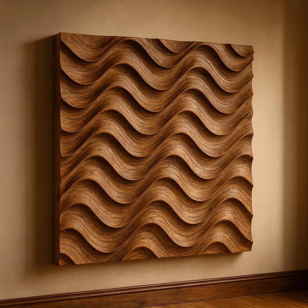 The Wave Pattern Relief STL File by Form Arcade is an abstract CNC wall art design featuring a 3D wavy pattern, ideal for adding intricate detail and depth to woodworking projects.