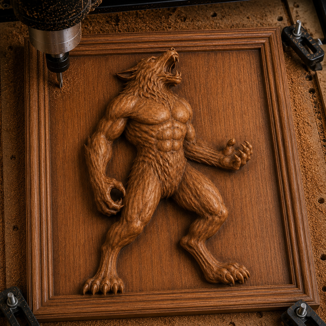 Form Arcade’s Werewolf Relief STL File offers a detailed, three-dimensional werewolf design for CNC wall art—a perfect horror-themed carving for woodworking projects.