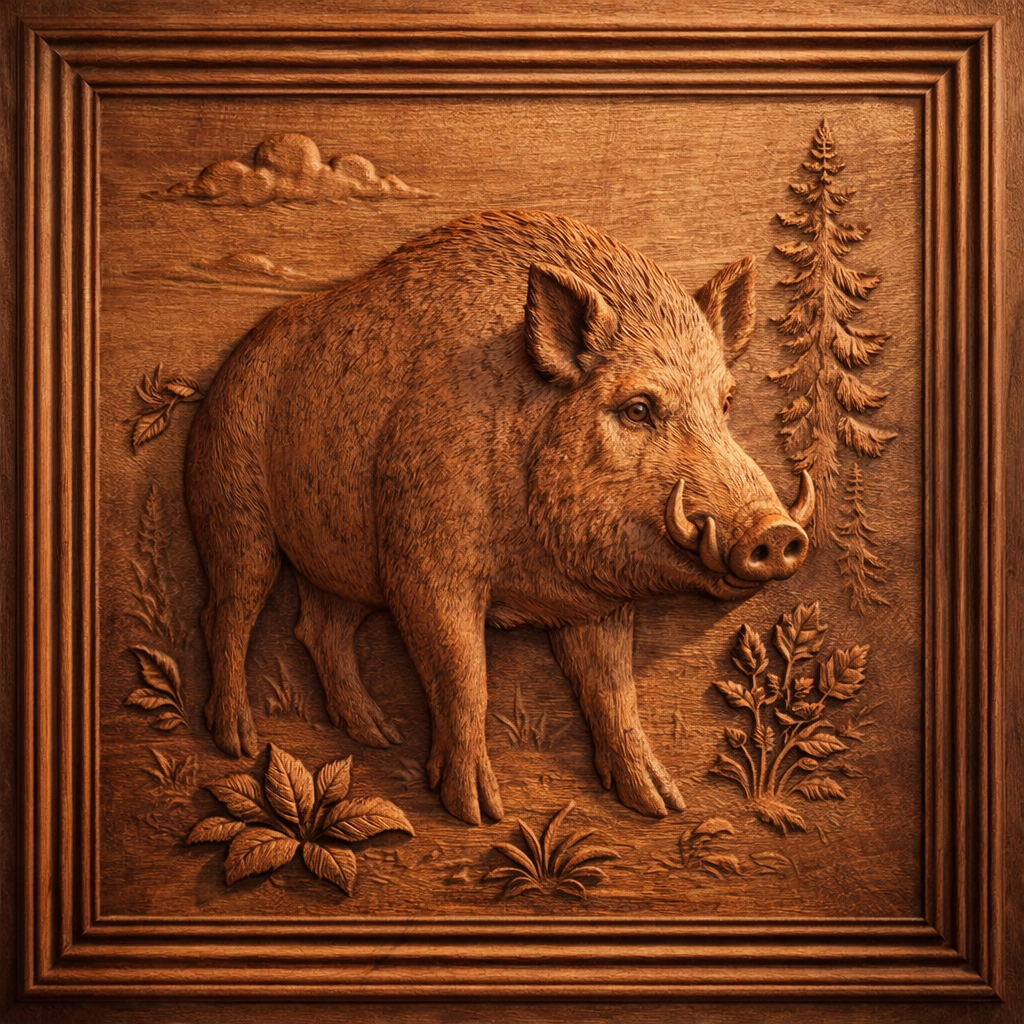 Discover inspiration for your next woodworking project with the Western Desert 12-Pack CNC Relief STL Bundle by Form Arcade—a collection featuring detailed reliefs like wild boars among plants and trees, surrounded by decorative frames and cloud motifs. Perfect for Southwest CNC wall art carvings.