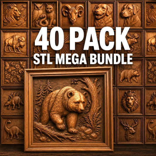 Wildlife CNC Relief Mega Bundle – 40 STL Files | Animal CNC Carving Pack